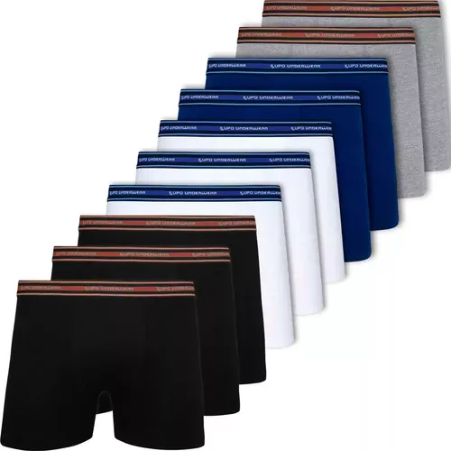 Kit 10 Cuecas Box Boxer Lupo Adulto Masculina Algodo - 523